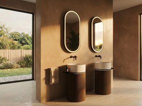 Sapho Sapho, OASIS keramické umývadlo voľne stojace ø 40x89cm, biela/dub Alabama, AS408-H3331