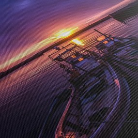 Obraz rybárskych lodí v prístave (120x50 cm)