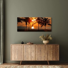 Obraz palmy v západe slnka (120x50 cm)