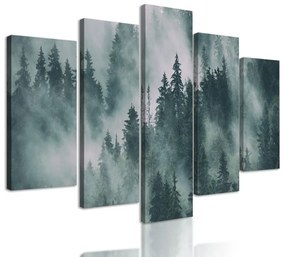 5-dielny obraz stromy v hmle
