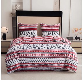 Sada mikroplyšových obliečok TWINKLE CHRISTMAS farebné + obliečka mikroplyš SOFT 90x200 cm biela, jednolôžko