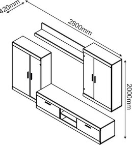 Obývacia stena Ares, dub sonoma/biela