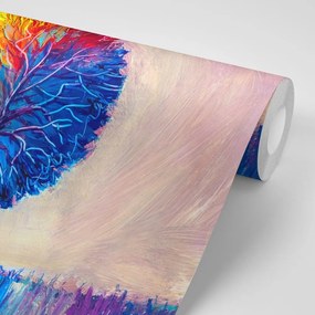 Samolepiaca tapeta farebný akvarelový strom - 150x100