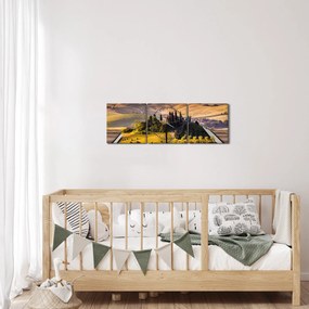 Obraz krajiny v knihe (s hodinami) (90x30 cm)