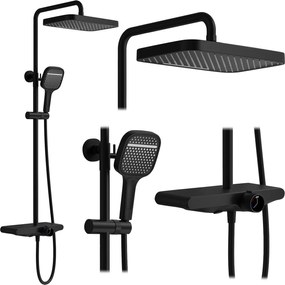 Rea Bari, sprchový set s hlavovou a ručnou sprchovou hlavicou, čierna matná, REA-P0891