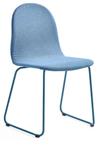 Stolička GANDER, podnož s klzákmi, čalúnená, modrá
