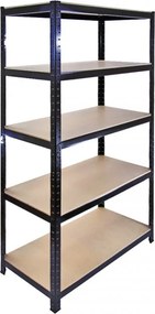 Regál 200x120x40 cm lakovaný 5-policový, nosnosť 600 kg - ČIERNÝ