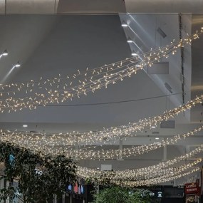 DECOLED Interiérová LED světelná záclona, teple bílá, transparentní kabel, 1x5 m, 500 diod