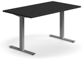 Kancelársky stôl QBUS, rovný, 1400x800 mm, T-rám, strieborný rám, čierna