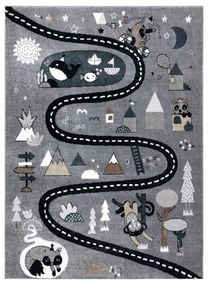 Koberec FUN Route pre deti, sivý