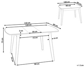 Rozkladací jedálenský stôl 100/130 x 80 cm svetlé drevo TOMS Beliani