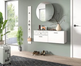 Predsieňová zostava Prismo (3-dielna), biela/biela lesk