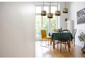 Závesné svietidlo Werona Spider 1, 4x čierne/zlaté textilné tienidlo so vzorom