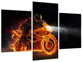 Obraz - Motorkár s plameňmi (90x60 cm)