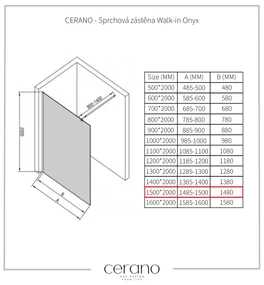 CERANO - Sprchová zástena Walk-in Onyx Ľ/P - guľatá vzpera - biela matná, ryhované sklo - 150x200 cm, CER-CER-8050BD297