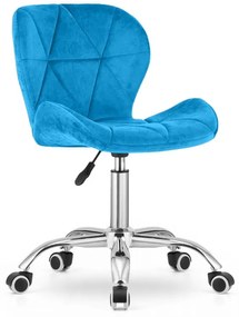 Set do pracovne ZARIMO stôl 80x40 cm biely + kreslo AVOLA VELVET modré