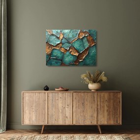 Sklenený obraz - Zeleno-zlatá maľba (70x50 cm)