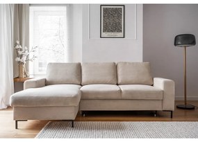 Béžová menčestrová rozkladacia rohová pohovka (ľavý roh) Lofty Lilly – Miuform