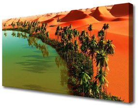 Obraz Canvas Jazero púšť palmy 140x70 cm