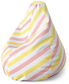 Sablio Sedací vak Pear Ružové a žlté pruhy - 70 x 95 x 15 cm