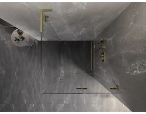Mexen Lunar-F L, sklápací sprchový kút pravý 80 x 80 cm, 8mm číre sklo, zlatý kartáčovaný - 836L-080-080-55-00-P