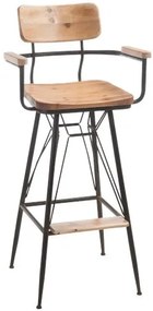 Kovová barová stolička s drevom BISTRO - 50 * 53 * 111cm