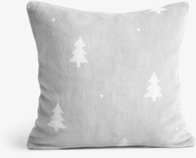 Goldea vianočná mikroplyšová obliečka na vankúš deluxe - biele stromčeky na sivej 40 x 40 cm