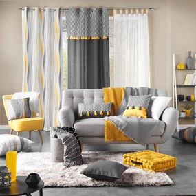 Žltý/biely záves 140x260 cm Ondulys – douceur d'intérieur