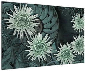Obraz - Zelené kvety (90x60 cm)