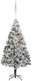Umelý vianočný stromček s LED a súpravou gulí 240 cm zelený PVC 3077870