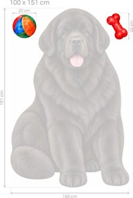 Novofundlanďan s loptičkou a kosťou maľované dekorácie na stenu pre milovníkov veľkých psov hárok 31 x 46 cm