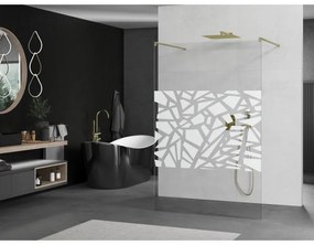 Mexen Kioto, sprchová zástena Walk-In 120 x 200 cm, 8mm číre sklo biely vzor, zlatý matný profil, 800-120-002-55-85