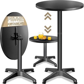 InternetovaZahrada - Hliníkový barový stôl Ø60cm skladací - čierny