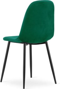 Set štyroch jedálenských stoličiek PADVA zamatové zelené / čierne nohy (4 ks)
