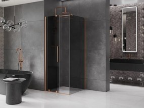 Mexen Velar, sprchový kút s posuvnými dverami 120 x 120 cm, 8mm šedé sklo, medená matná, 871-120-120-41-65