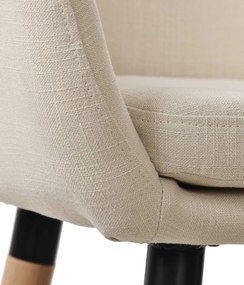 Barová stolička Grant - látka, drevené nohy natura - Béžová