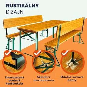 Pivný set PRAKTIK s operadlami, 170cm, hnedá Jurhan