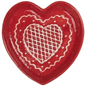Červený keramický tanierik srdca Gingerbread Cott - 17*17*3 cm