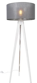 Moderná trojnohá stojaca lampa biela so sivým tienidlom 50 cm - Tripod Classic