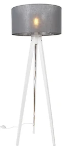 Moderná trojnohá stojaca lampa biela so sivým tienidlom 50 cm - Tripod Classic
