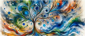 Obraz – Farebný energetický strom (120x50 cm)
