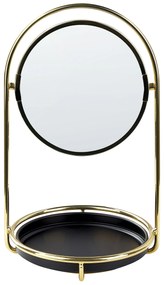 Kozmetické zrkadlo ø 15 cm zlatá/čierna INDRE Beliani
