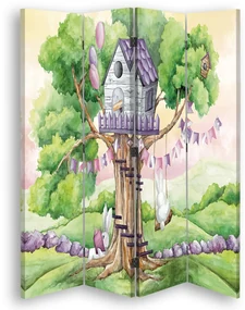 Gario Paraván Domček na strome a biele králiky Rozmery: 145 x 170 cm, Prevedenie: Klasický paraván