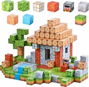 LEAN Toys Magnetické stavebné kocky Štvorcový svet 3D 312 el.