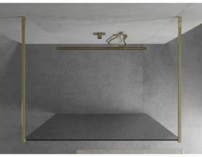 Mexen Kioto, sprchová zástena Walk-In 110 x 200 cm, 8mm sklo s rebrovým vzorom, zlatý profil, 800-110-002-50-09