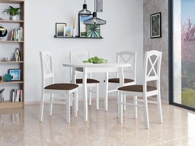 Okrúhly stôl so 4 stoličkami - AL55, Morenie: biela, Poťahové látky: Soro 28