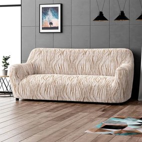 Bielastické poťahy UNIVERSO NOVÉ žíhané béžové trojkreslo (š. 170 - 220 cm)