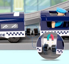 LEAN Toys Súprava mestský policajný vlak modrý 203 km/h
