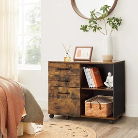 Kartotéka s tromi zásuvkami, rustikálna hnedá