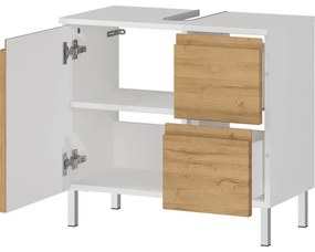 Biela skrinka pod umývadlo v dekore duba 60x56 cm Torrance - Germania